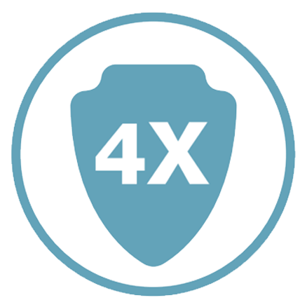 Illustration of 4X to indicate the scratch resistance of ArmorWood dog proof flooring