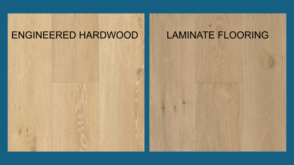 Closeup of engineered hardwood flooring vs laminate