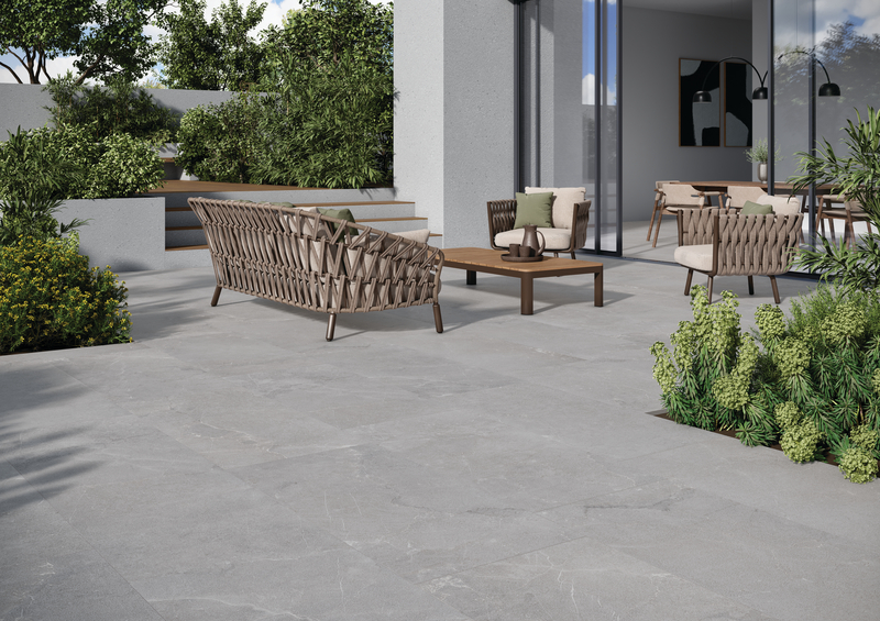 Outdoor patio featuring porcelain tile decking