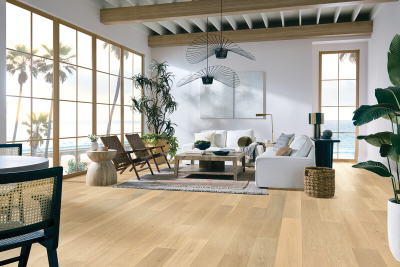 Seating area featuring Seaboard white oak engineered hardwood