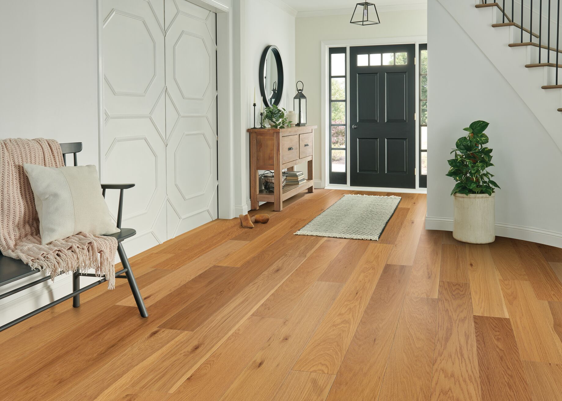 Natural flooring, shown in a room