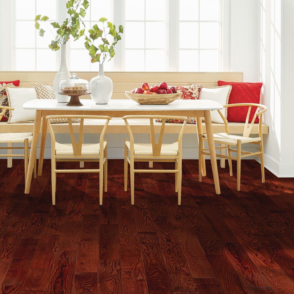 Cherry flooring, shown in a room