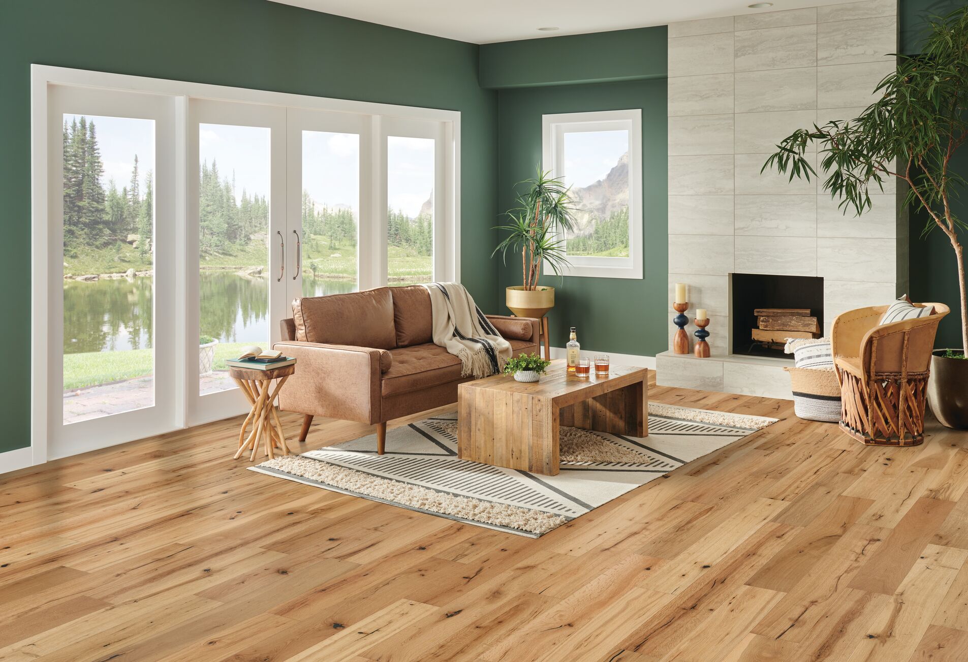 Natural flooring, shown in a room